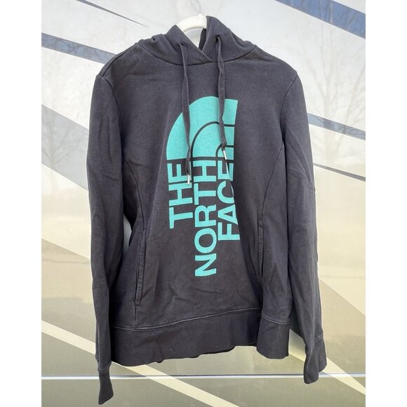 The North Face black hoodie turquoise half dome kangaroo pockets M gorpcore - Picture 1 of 9
